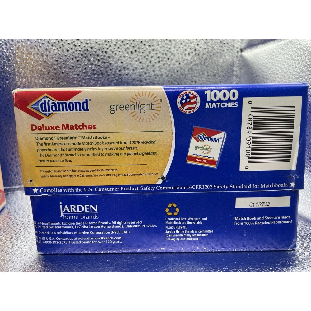 Lot 4 Diamond Deluxe Match Books Greenlight 50-Book Packs 1000 Matches USA - Picture 4 of 6